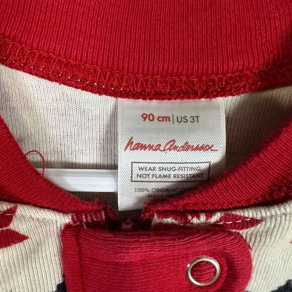 Hanna Andersson 90cm 3T Sleeper Reindeer Christmas Holiday Long Sleeve Boys Girl - Picture 2 of 3